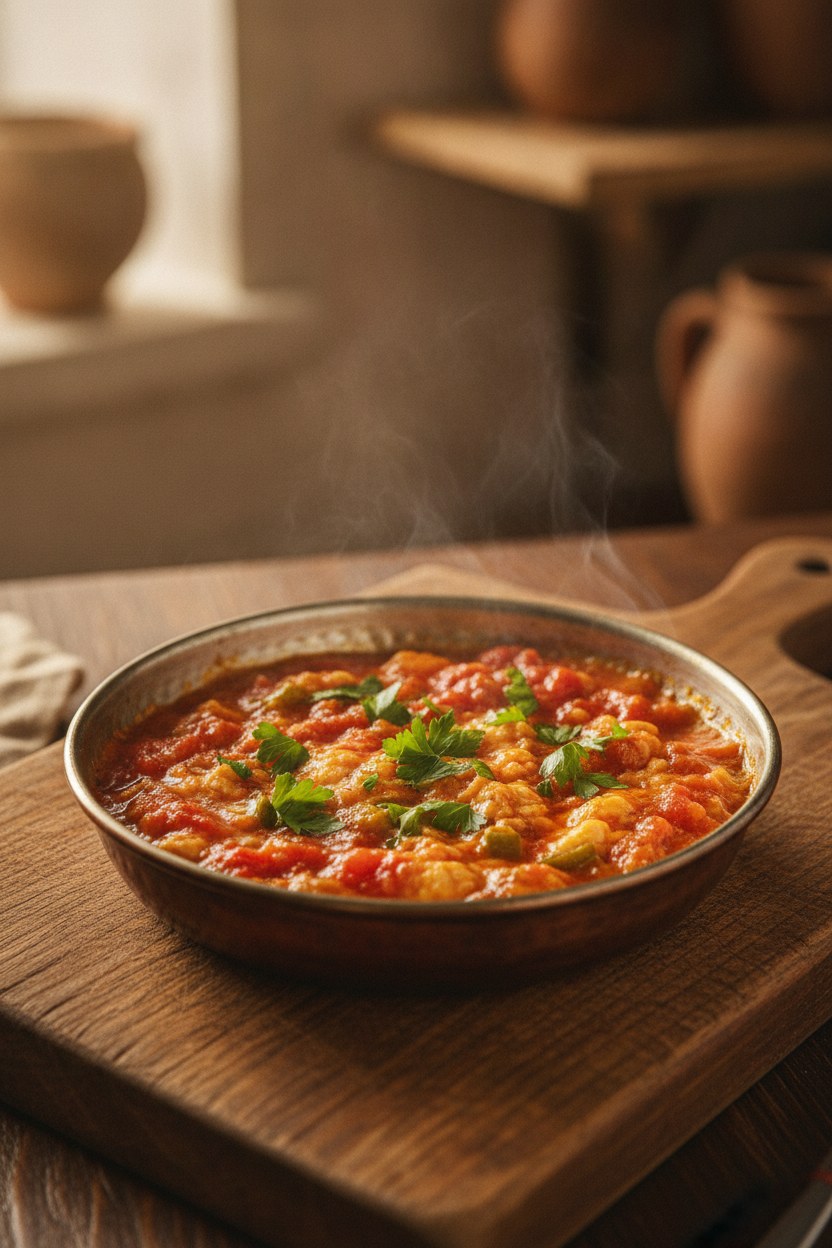 Bakır sahanda menemen